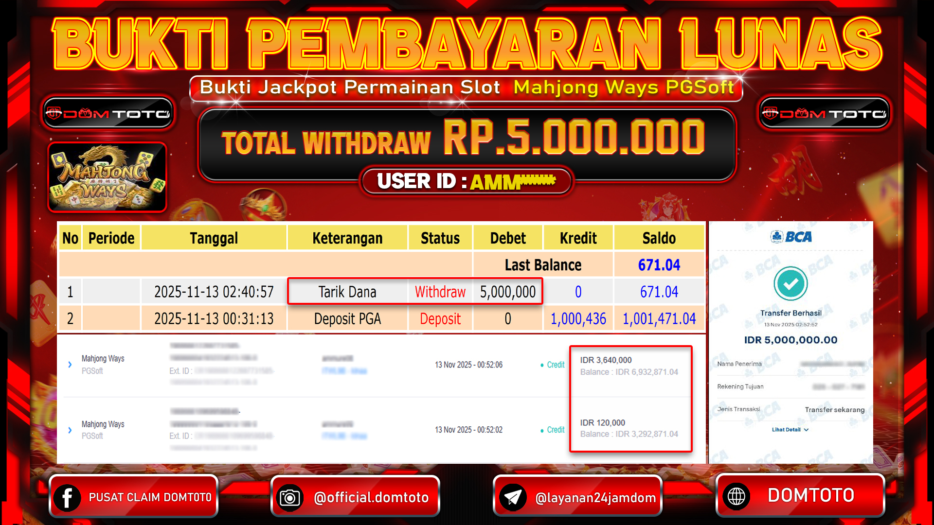 JACKPOT SLOT Mahjong Ways PGSoft 13 NOVEMBER 2025